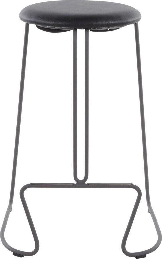 Lumisource Barstools - Finn Contemporary Counter Stool in Black Steel and Black Faux Leather - Set of 2