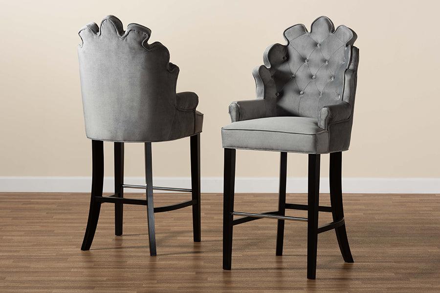 Wholesale Interiors Barstools - Chloe Bar Stool Dark Gray & Dark Brown (Set of 2)