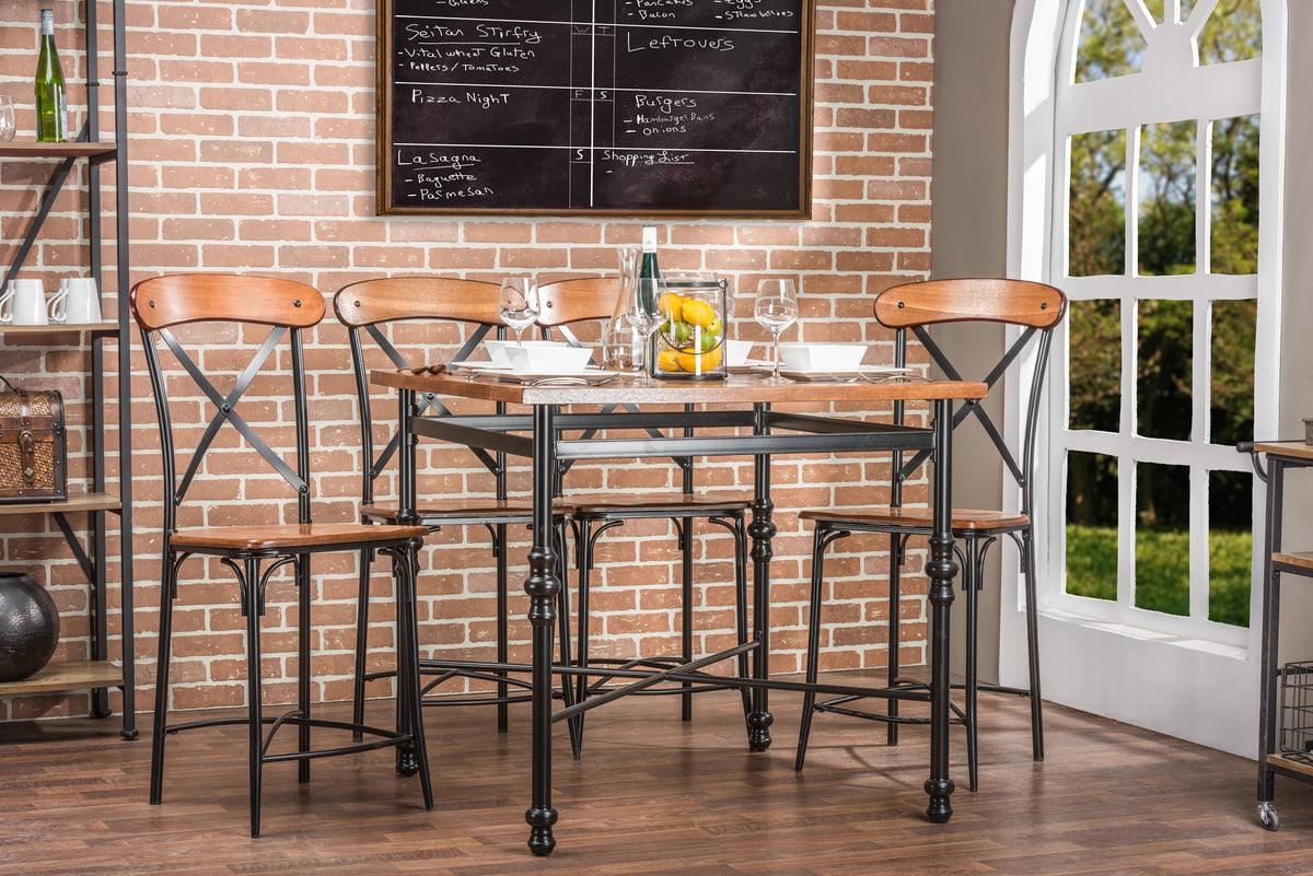 Wholesale Interiors Dining Sets - Broxburn Light Brown Wood & Metal 5-Piece Pub Set