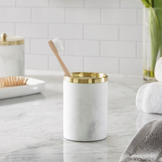 Olliix.com Bath Accessories - Gold Marbled Resin Tumbler Gold
