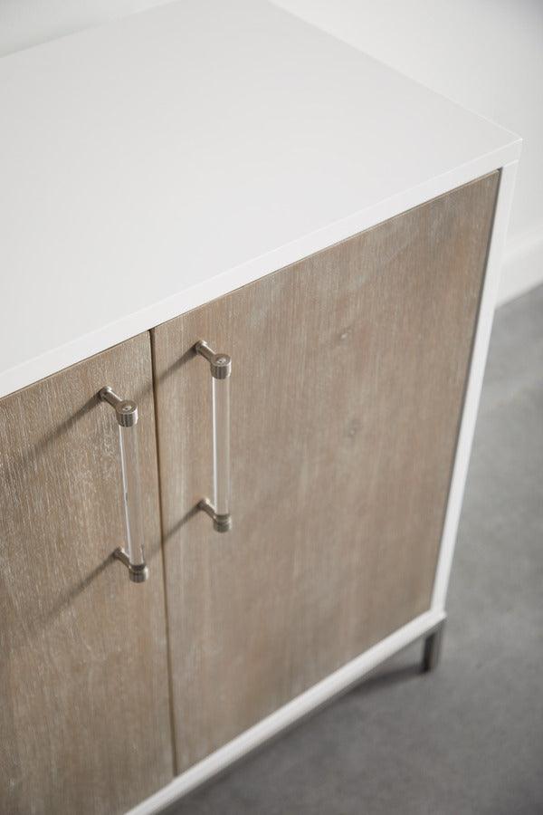 Essentials For Living TV & Media Units - Nouveau Media Sideboard Gray Natural Gray Acacia, Matte White, Brushed Stainless Steel