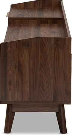 Wholesale Interiors TV & Media Units - Lena Mid-Century Modern Walnut Brown Finished 2-Drawer Wood TV Stand