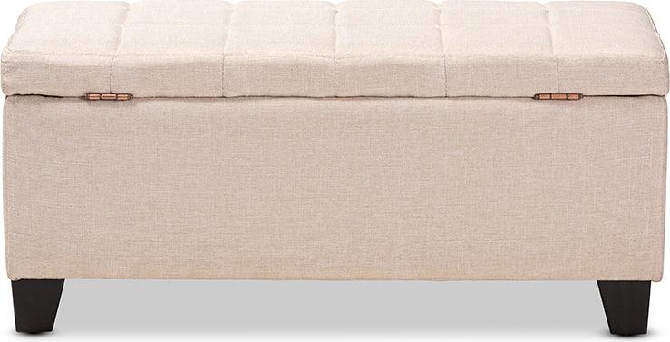 Wholesale Interiors Ottomans & Stools - Fera Modern And Contemporary Beige Fabric Upholstered Storage Ottoman