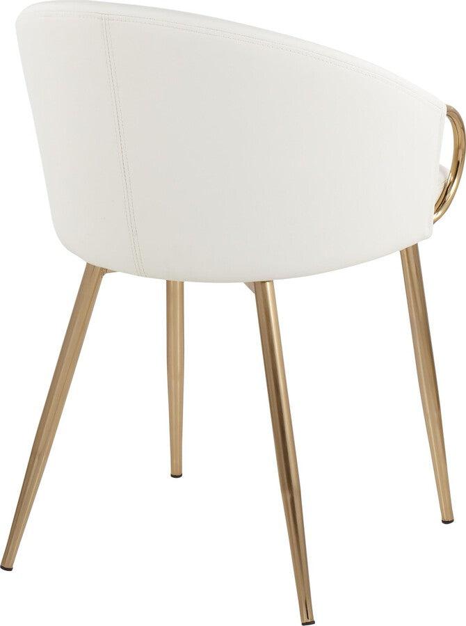 Lumisource Accent Chairs - Claire Contemporary/Glam Chair in Gold Metal and White Faux Leather