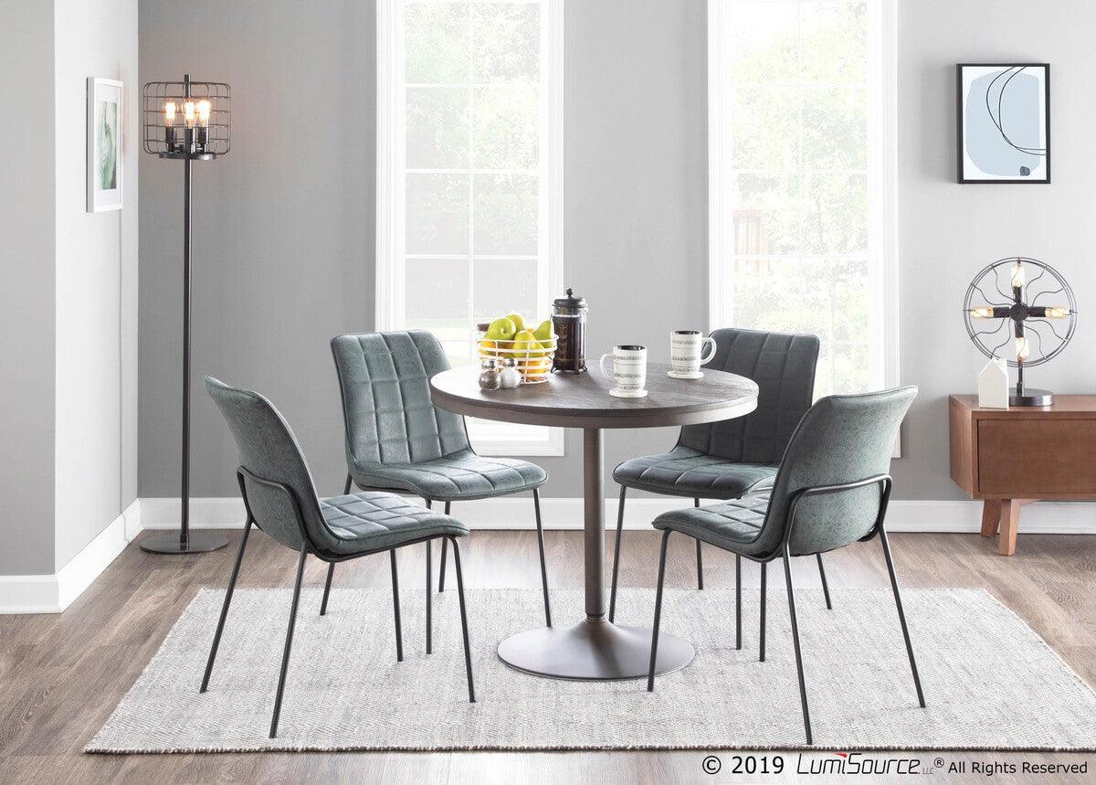 Lumisource Dining Tables - Dakota Industrial Dining Table in Antique Metal and Espresso Wood-Pressed Grain Bamboo