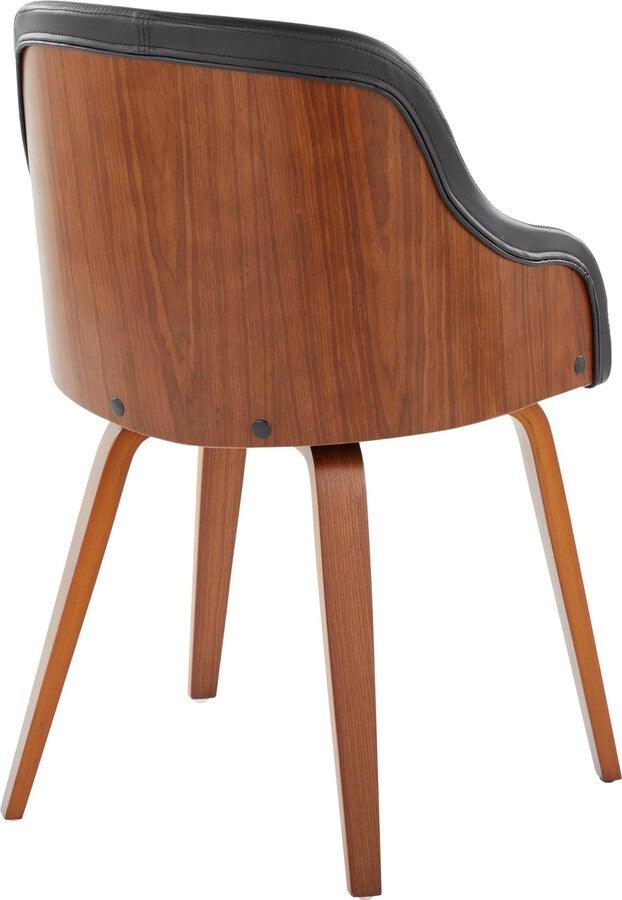Lumisource Dining Chairs - Bacci Dining/Accent Chair In Walnut Wood & Black Faux Leather