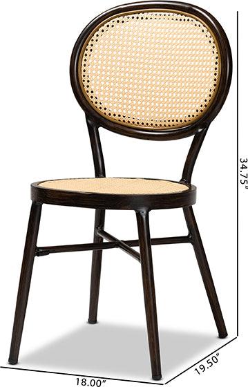 Wholesale Interiors Outdoor Dining Chairs - Thalia Modern Dark Brown Finished Metal and Synthetic Rattan 2-Piece Outdoor Dining Chair Set