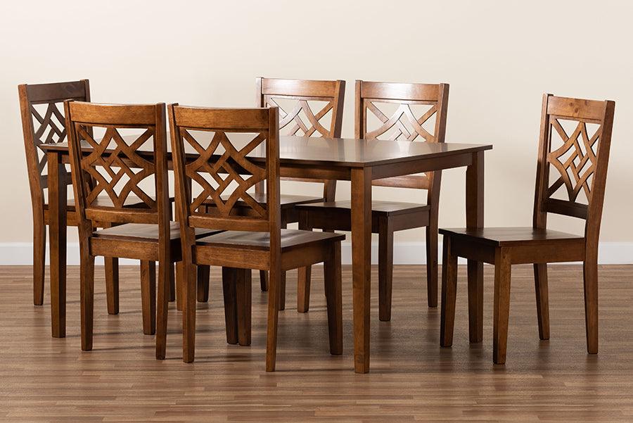 Wholesale Interiors Dining Sets - Nicolette Walnut Brown Finished Wood 7-Piece Dining Set