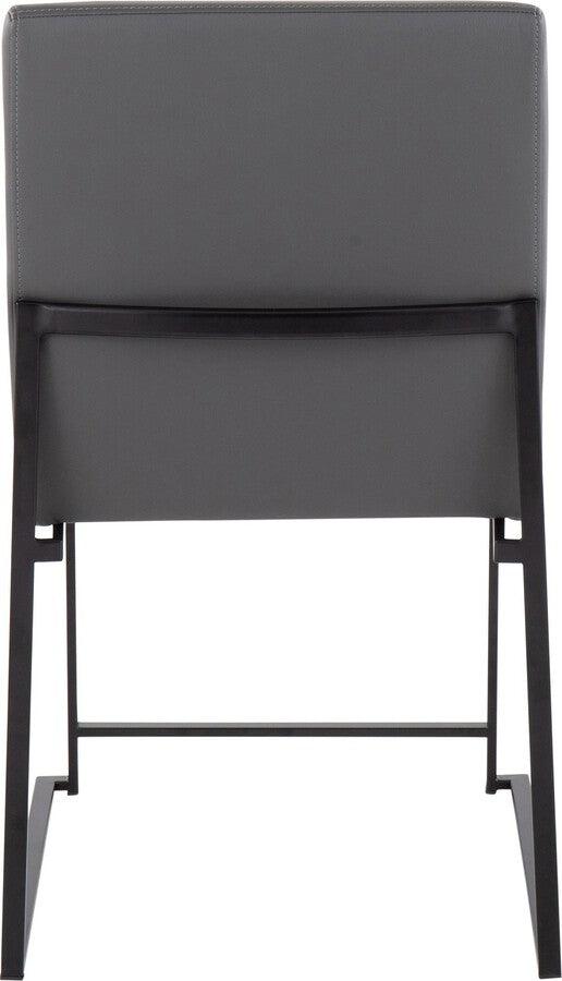 Lumisource Dining Chairs - High Back Fuji Contemporary Dining Chair In Black Steel & Grey Faux Leather (Set of 2)