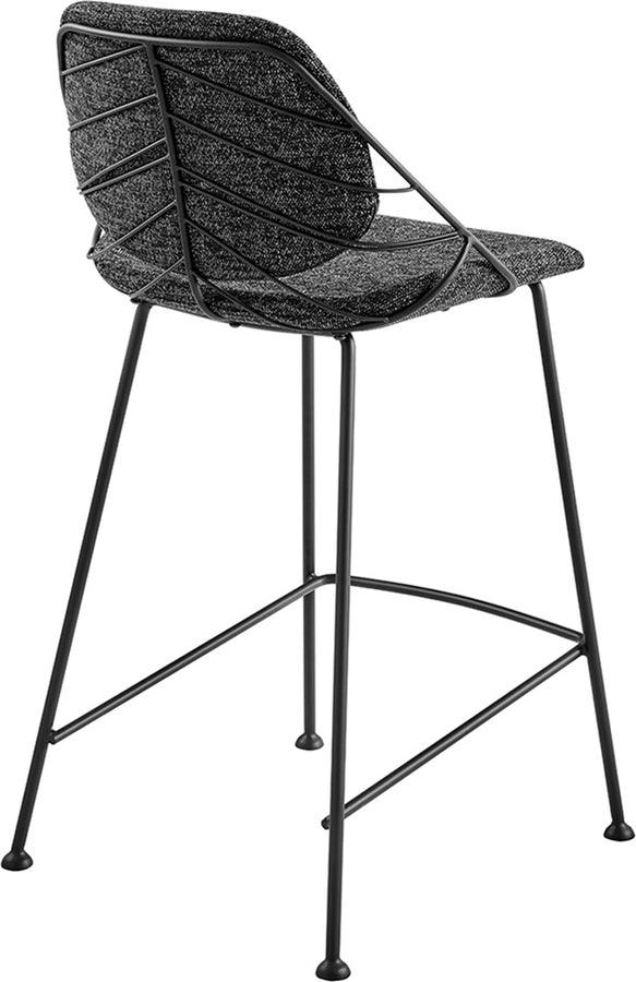 Euro Style Barstools - Linnea-C Counter Stool In Black Fabric with Matte Black Frame and Legs - Set Of 2