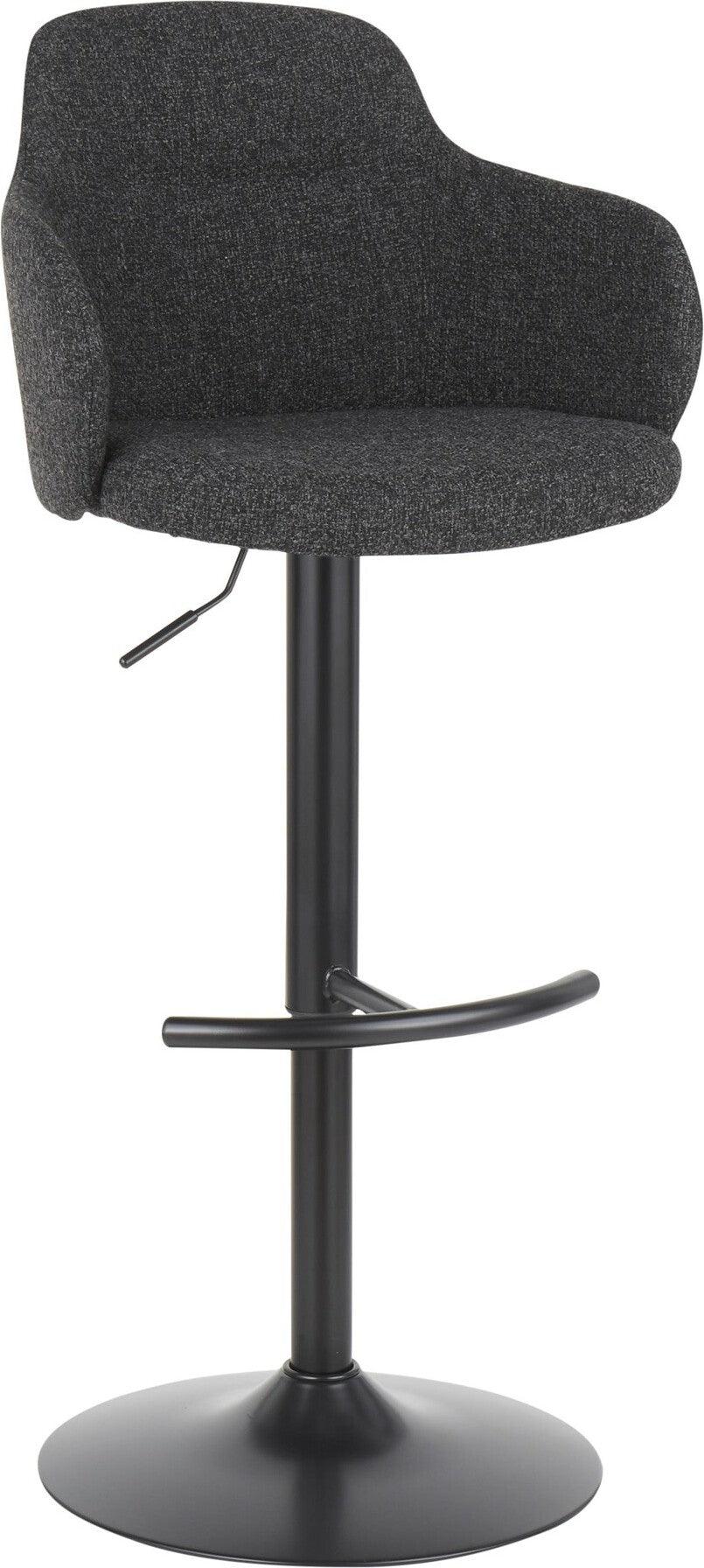 Lumisource Barstools - Boyne Industrial Upholstered Bar Stool in Black Metal and Dark Grey Fabric