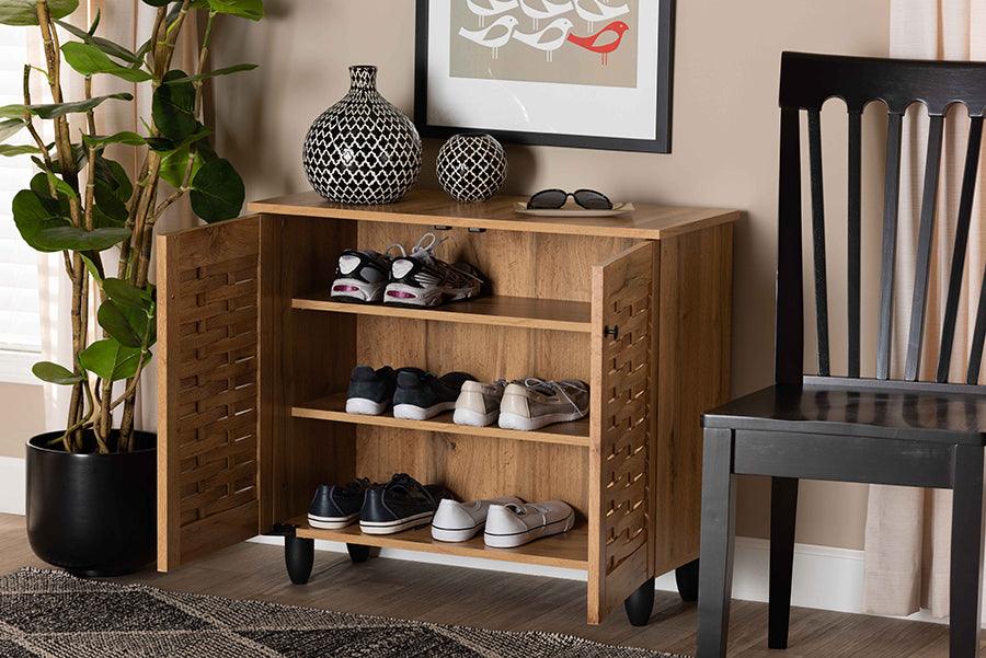 Wholesale Interiors Shoe Storage - Winda Oak Brown Finished Wood 2-Door Shoe Cabinet