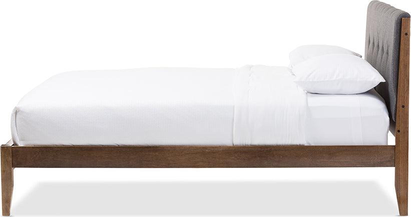 Wholesale Interiors Beds - Leyton King Bed Gray/Walnut Brown