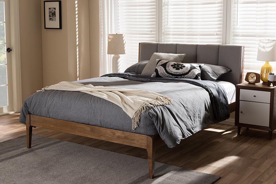 Wholesale Interiors Beds - Ember King Bed Light Gray/Walnut Brown