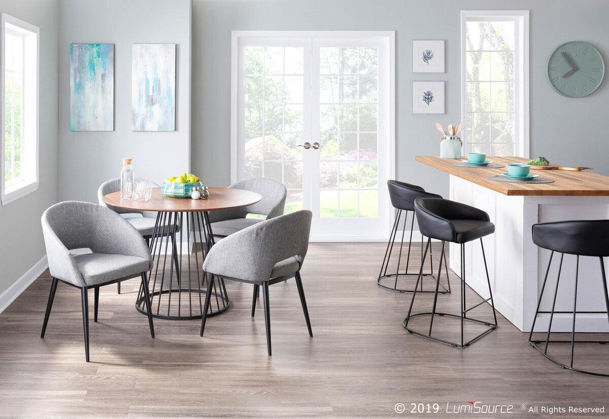 Lumisource Accent Chairs - Renee Contemporary Chair in Black Metal Legs and Grey Fabric