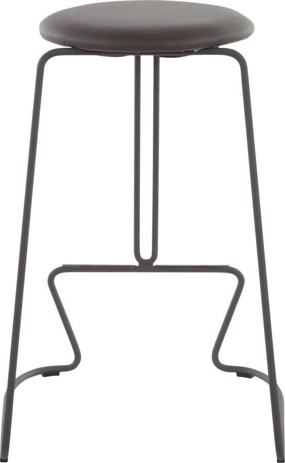 Lumisource Barstools - Finn Contemporary Counter Stool in Black Steel and Grey Faux Leather - Set of 2