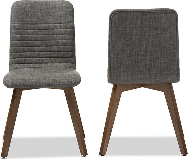 Wholesale Interiors Dining Chairs - Sugar Mid-century Style Dark Grey Fabric and Walnut Wood Dining Chair (Set of 2)