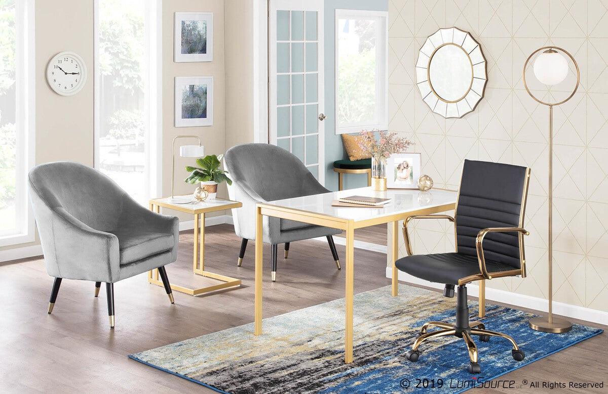Lumisource Task Chairs - Master Contemporary Adjustable Office Chair with Swivel in Gold with Black Faux Leather