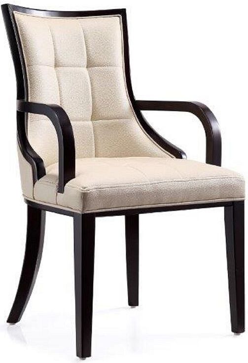 Manhattan Comfort Dining Chairs - Fifth Avenue Faux Leather Dining Armchair Cream and Walnut