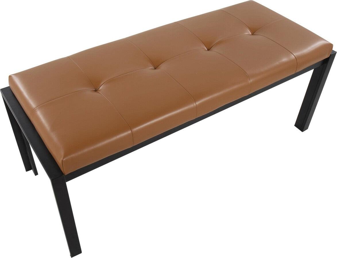Lumisource Benches - Fuji Contemporary Bench In Black Metal & Camel Faux Leather