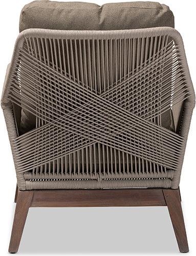 Wholesale Interiors Accent Chairs - Jennifer Mid-Century Grey Woven Rope Mahogany Accent Chair