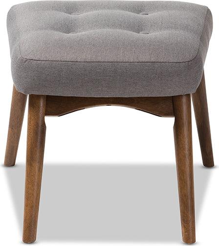 Wholesale Interiors Ottomans & Stools - Waldmann Mid-Century Modern Grey Fabric Upholstered Ottoman