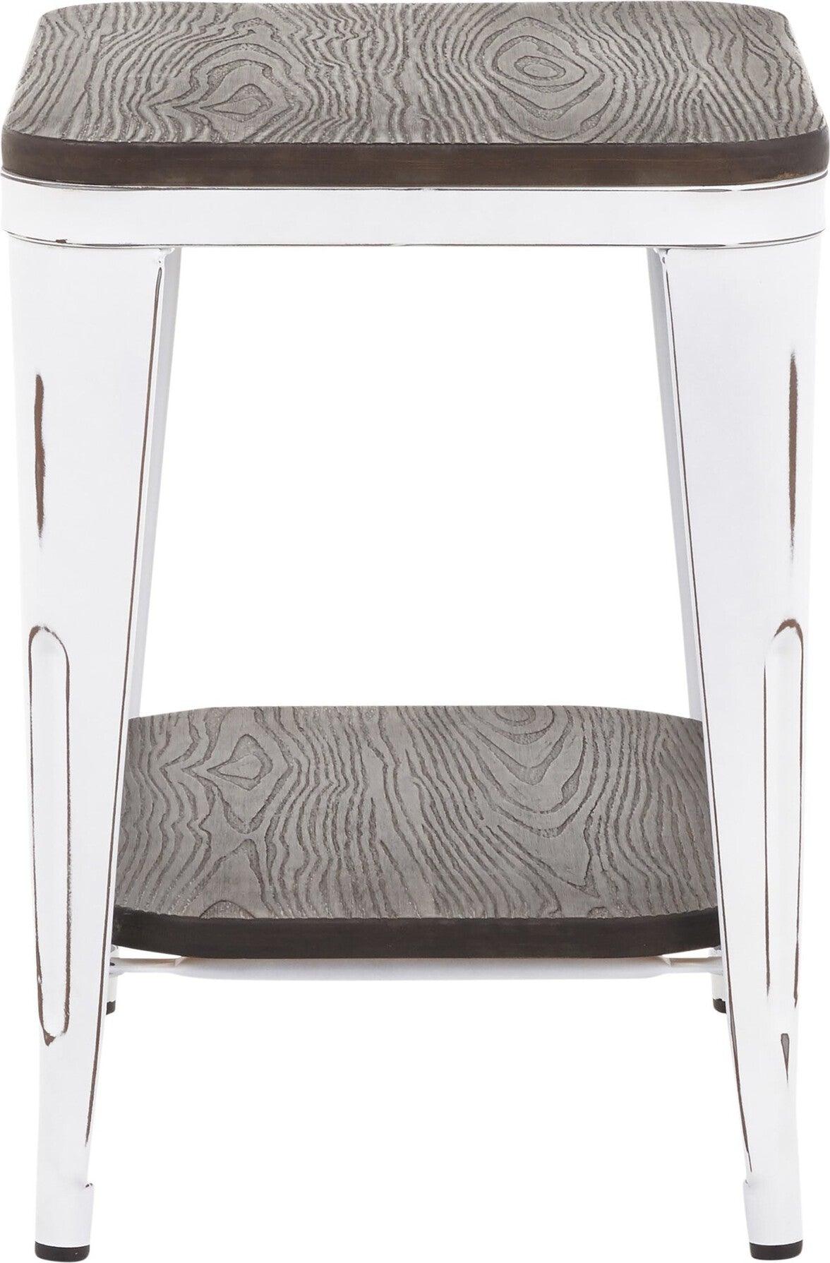 Lumisource Side & End Tables - Oregon End Table Vintage White & Espresso Bamboo