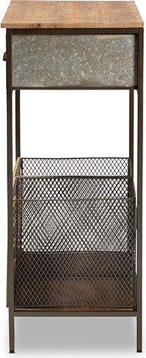 Wholesale Interiors Kitchen Storage & Organization - Abram Oak & Black Metal 2-Drawer Kitchen Storage Cabinet