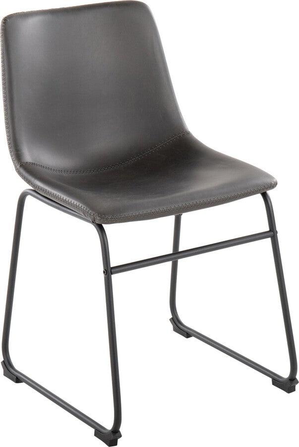 Lumisource Accent Chairs - Duke Industrial Side Chair In Black Steel & Grey Faux Leather (Set of 2)