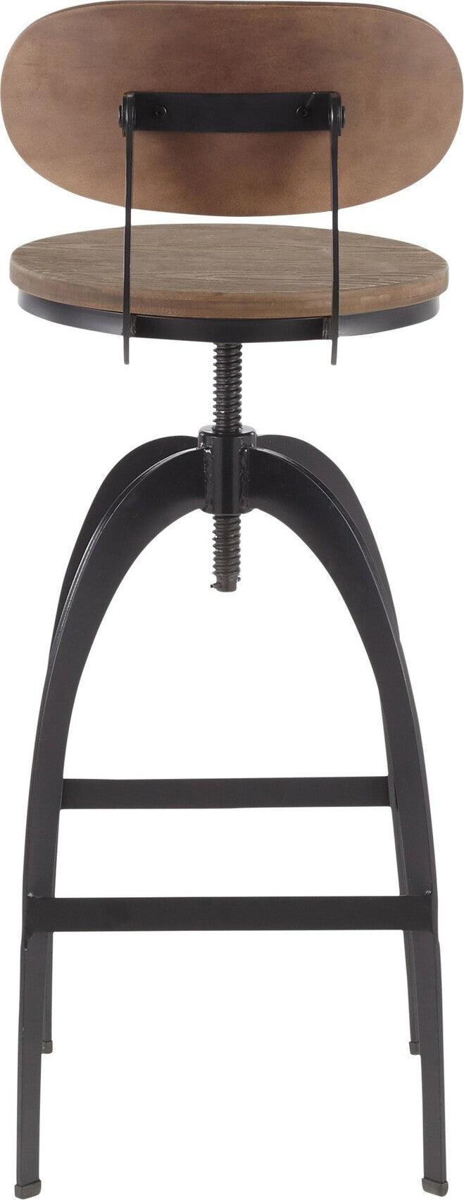 Lumisource Barstools - Dakota Mid-Back Barstool Black & Medium Brown