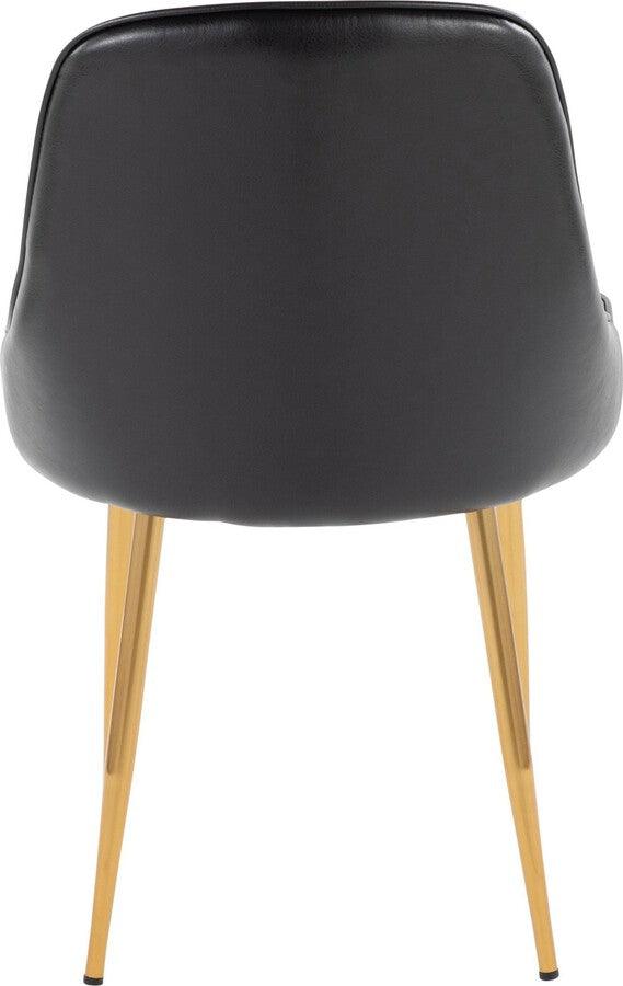 Lumisource Dining Chairs - Marcel Contemporary/Glam Dining Chair With Gold Frame & Black Faux Leather (Set of 2)