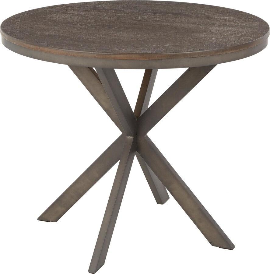 Lumisource Dining Tables - X Pedestal Industrial Dinette Table with Antique Metal and Espresso Bamboo