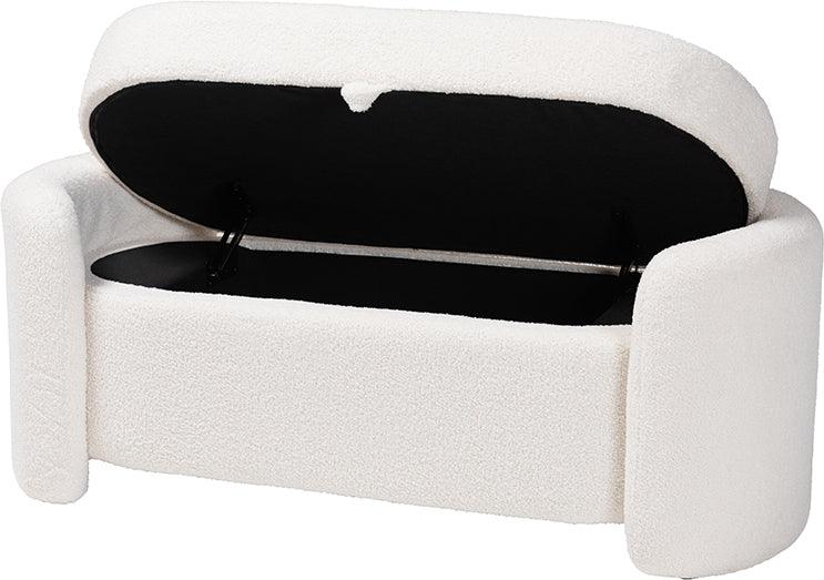 Wholesale Interiors Benches - Oakes Modern and Contemporary Ivory Boucle Upholstered Storage Bench