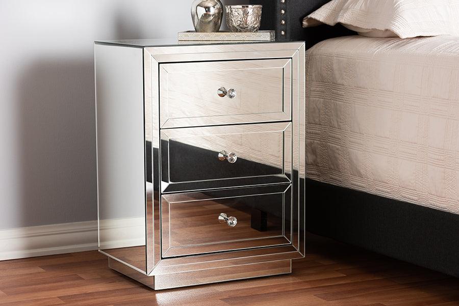 Wholesale Interiors Nightstands & Side Tables - Lina Nightstand Silver