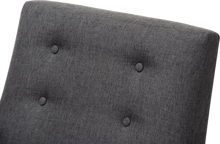 Wholesale Interiors Accent Chairs - Perris Mid-Century Modern Dark Gray Fabric Upholstered Walnut Wood Lounge Chair