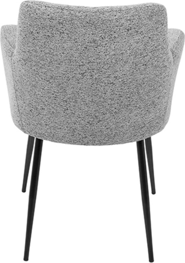 Lumisource Dining Chairs - Andrew Contemporary Dining/Accent Chair in Black with Grey Fabric - Set of 2