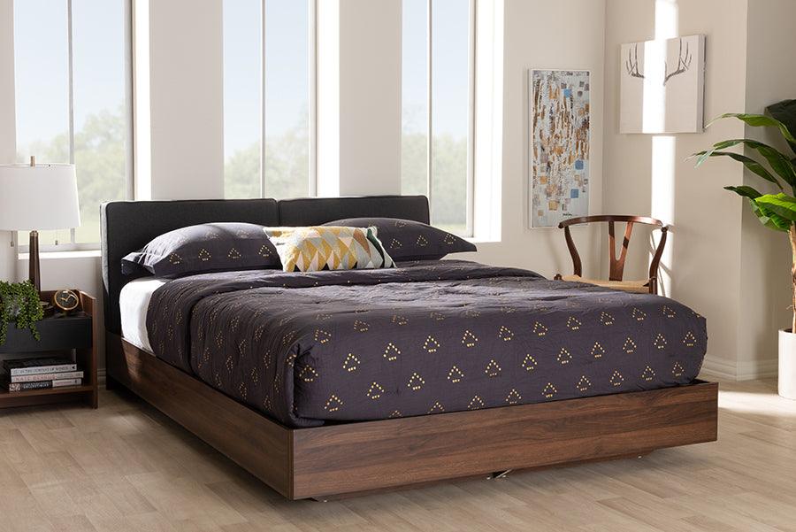 Wholesale Interiors Beds - Iselin Queen Storage Bed Dark Gray & Walnut Brown