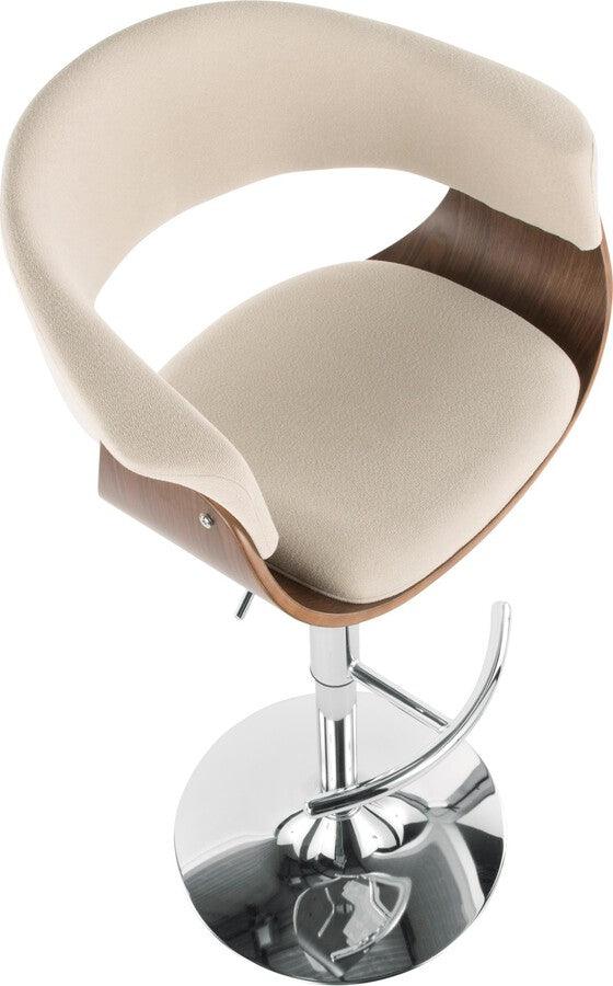 Lumisource Barstools - Vintage Mod Adjustable Barstool With Swivel In Walnut & Cream Fabric (Set of 2)