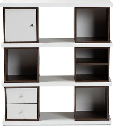Wholesale Interiors Bookcases & Display Units - Rune Two-Tone Finished 2-Drawer Bookcase White & Walnut Brown
