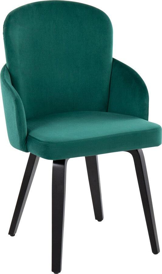 Lumisource Dining Chairs - Dahlia Contemporary Dining Chair In Black Wood & Green Velvet With Gold Accent (Set of 2)