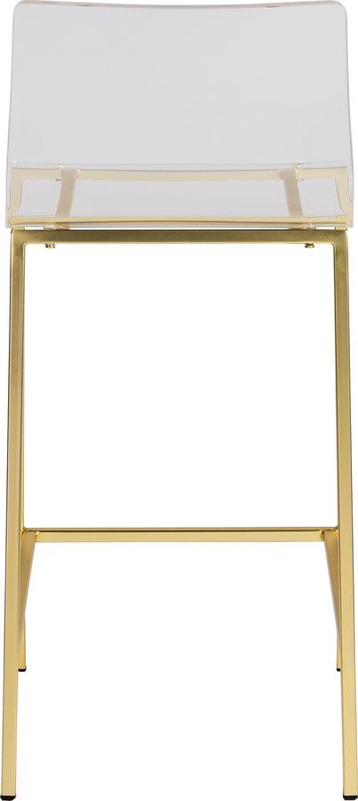 Euro Style Barstools - Chloe Counter Stool in Clear Acrylic with Matte Brushed Gold Legs - Set of 2