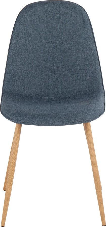Lumisource Accent Chairs - Pebble Contemporary Chair In Natural Wood Metal & Blue Fabric (Set of 2)
