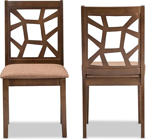 Wholesale Interiors Dining Chairs - Abilene Mid-Century Brown Fabric Upholstered and Brown Dining Chair (Set of 2)