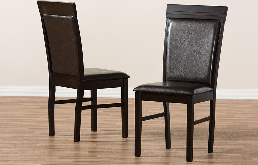 Wholesale Interiors Dining Chairs - Thea Modern and Contemporary Dark Brown Faux Leather Upholstered Dining Chair (Set of