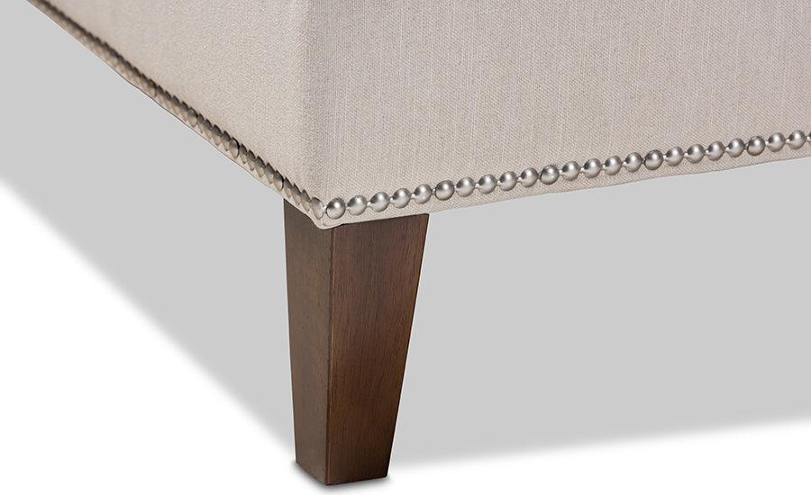 Wholesale Interiors Accent Chairs - Leonie Modern and Contemporary Beige Fabric Wenge Brown Chaise Lounge