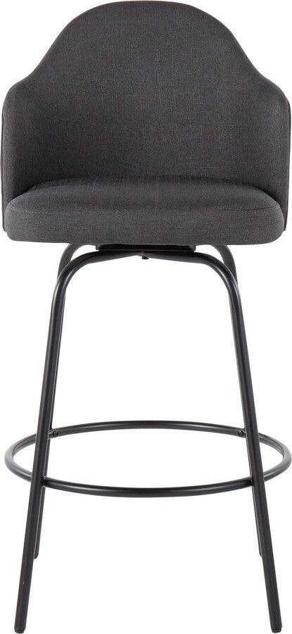 Lumisource Barstools - Ahoy Counter Stool In Black Metal & Charcoal Fabric (Set of 2)