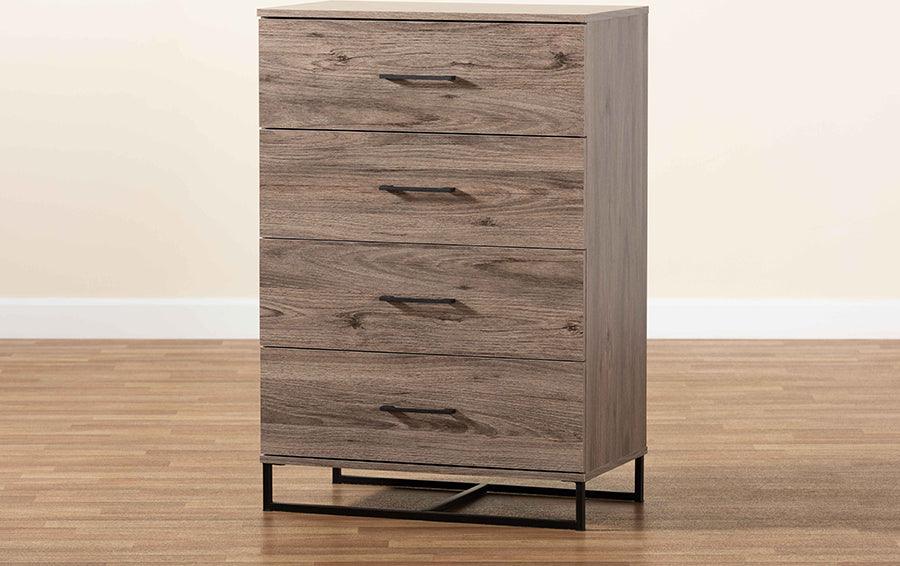 Wholesale Interiors Chest of Drawers - Daxton Modern and Contemporary Rustic Oak Finished Wood 4-Drawer Storage Chest