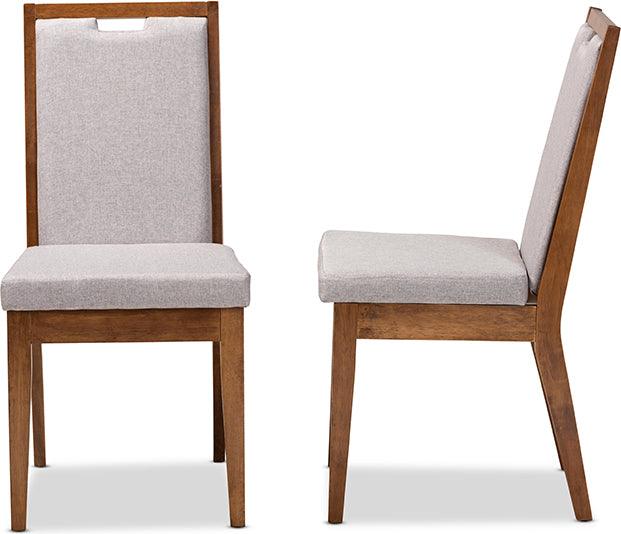 Wholesale Interiors Dining Chairs - Octavia Grey Fabric Upholstered and Walnut Brown Finished Wood 2-Piece Dining Chair Set