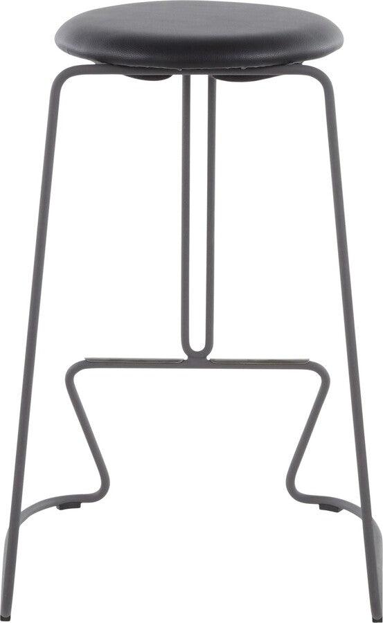 Lumisource Barstools - Finn Contemporary Counter Stool in Black Steel and Black Faux Leather - Set of 2