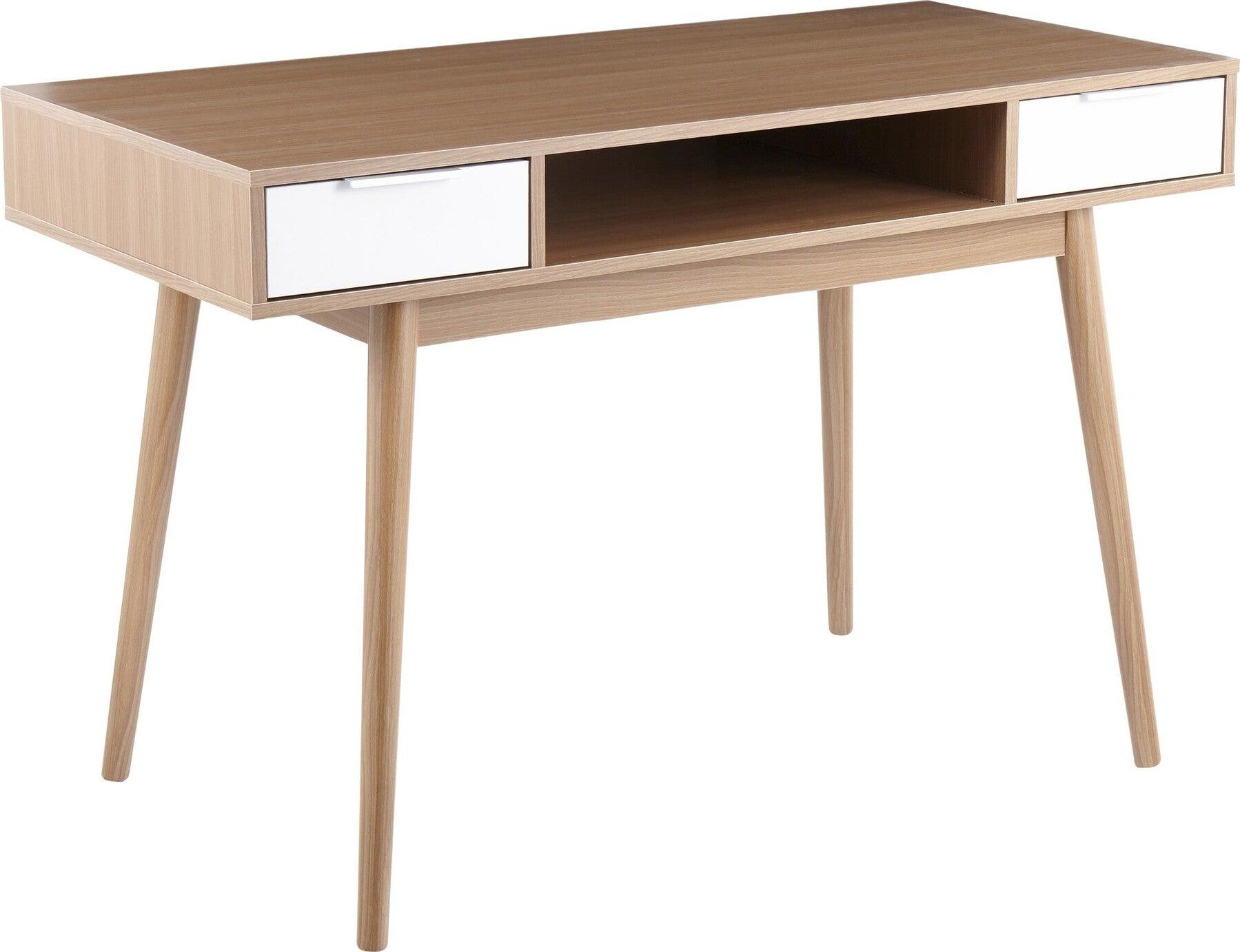 Lumisource Desks - Pebble Double Desk Natural & White